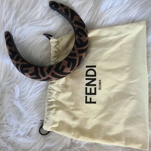 Fendi Headband in brown wool, cashmere and silk
